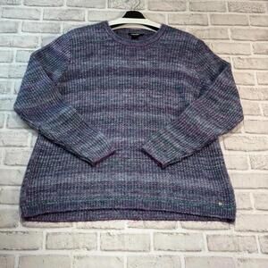 Olsen Henny Sweater Women's Size XL/16‎ Purple Stripe Cozy Pullover